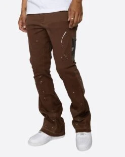 EPTM CAMO POCKET FLARE PANTS-BROWN