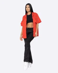 EPTM WOMEN SNAP BUTTON SHIRT-RED