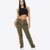 EPTM WOMEN NYLON BASIC TRACK PANTS-OLIVE/KHAKI