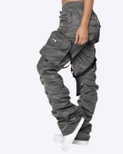 EPTM WOMEN DAVE EAST STRAP STACKED FLARE PANTS - CHARCOAL -EPTM JSP 0797