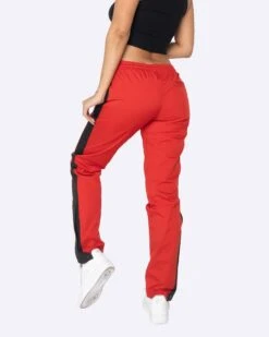 EPTM WOMEN NYLON BASIC TRACK PANTS-RED/BLACK -EPTM JSP 0828