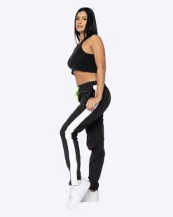 EPTM WOMEN NYLON BASIC TRACK PANTS- BLACK/WHITE