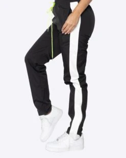 EPTM WOMEN NYLON BASIC TRACK PANTS- BLACK/WHITE -EPTM JSP 0833
