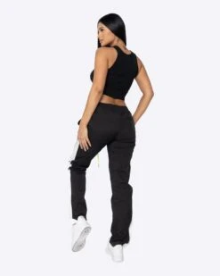 EPTM WOMEN NYLON BASIC TRACK PANTS- BLACK/WHITE -EPTM JSP 0834