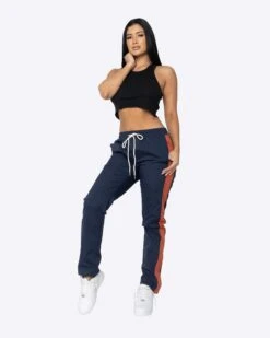 EPTM WOMEN NYLON BASIC TRACK PANTS-NAVY/RUST