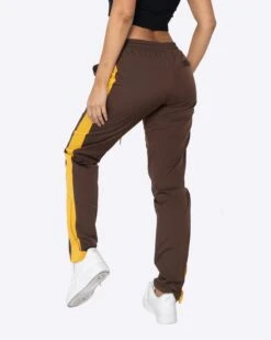 EPTM WOMEN NYLON BASIC TRACK PANTS-BROWN/MUSTARD -EPTM JSP 0845