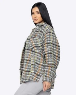 EPTM WOMEN SLIT FLANNEL SHIRT-BROWN -EPTM JSP 0851