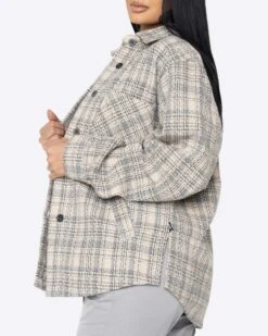 EPTM WOMEN SLIT FLANNEL SHIRT-CREAM -EPTM JSP 0859