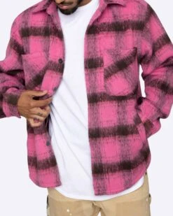 EPTM SLIT FLANNEL SHIRT-PINK