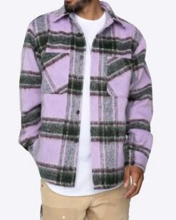 EPTM SLIT FLANNEL SHIRT-PURPLE