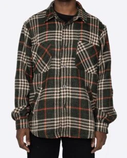 EPTM SLIT FLANNEL SHIRT-PLAID GREEN -EPTM JSP 2915