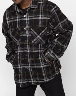 EPTM SLIT FLANNEL SHIRT-MOCHA BLACK -EPTM JSP 2991