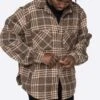 EPTM SLIT FLANNEL SHIRT- PLAID BROWN