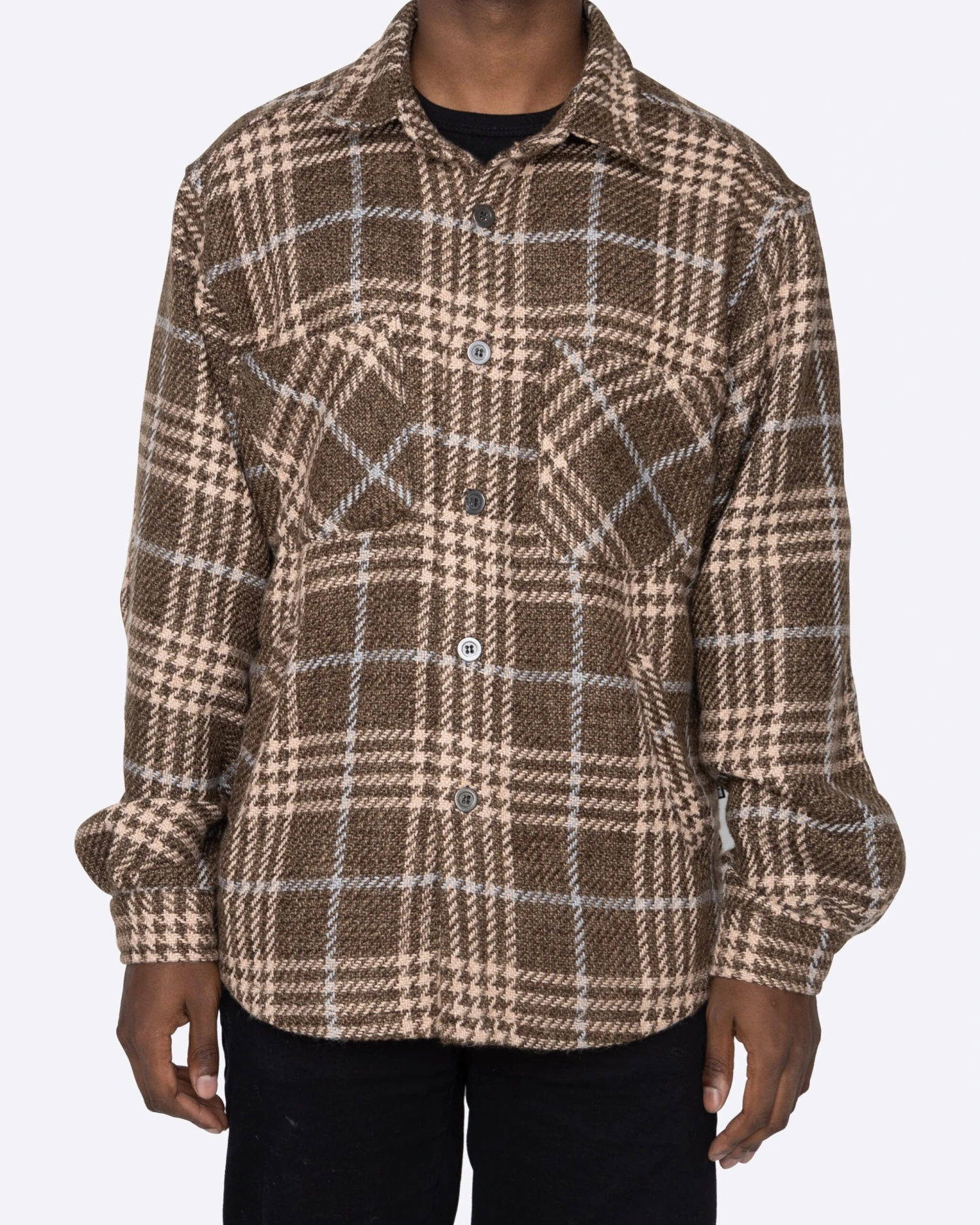 EPTM SLIT FLANNEL SHIRT- PLAID BROWN 2 EPTM SLIT FLANNEL SHIRT- PLAID BROWN - Image 2