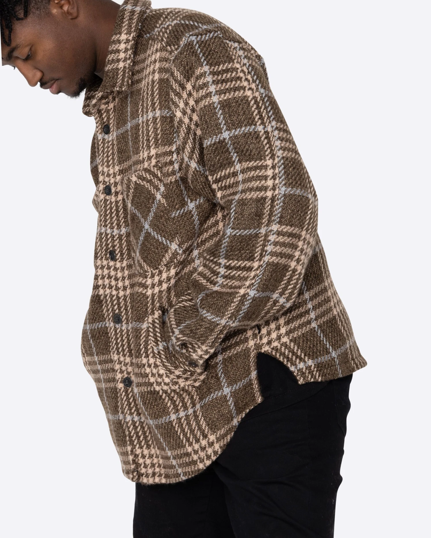 EPTM SLIT FLANNEL SHIRT- PLAID BROWN 6 EPTM SLIT FLANNEL SHIRT- PLAID BROWN - Image 6