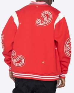 EPTM PAISLEY VARSITY JACKET-RED -EPTM JSP 4154