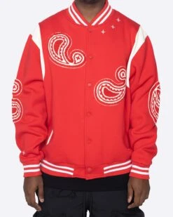 EPTM PAISLEY VARSITY JACKET-RED -EPTM JSP 4157