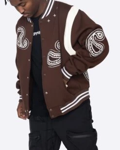 EPTM PAISLEY VARSITY JACKET-BROWN -EPTM JSP 4160