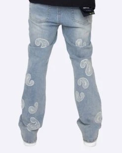EPTM BLEACHED PAISLEY FLARE DENIM-DENIM BLUE -EPTM JSP 4240