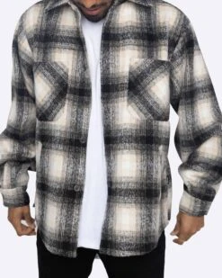 EPTM SLIT FLANNEL SHIRT-BLACK/WHITE -EPTM JSP 4808