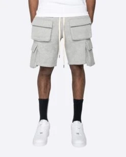 EPTM FLEECE CARGO SHORTS-HEATHER GREY
