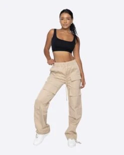 EPTM WOMEN EASY CARGO PANTS - KHAKI