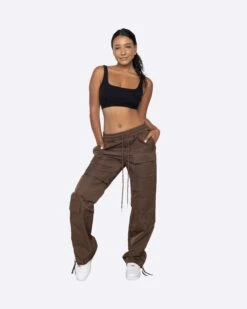 EPTM WOMEN EASY CARGO PANTS - BROWN