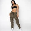 EPTM WOMEN BOMBER CARGO PANTS-OLIVE