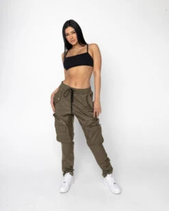 EPTM WOMEN BOMBER CARGO PANTS-OLIVE