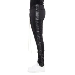 EPTM BLACK/BLACK VEGAN LEATHER-TRACK PANTS
