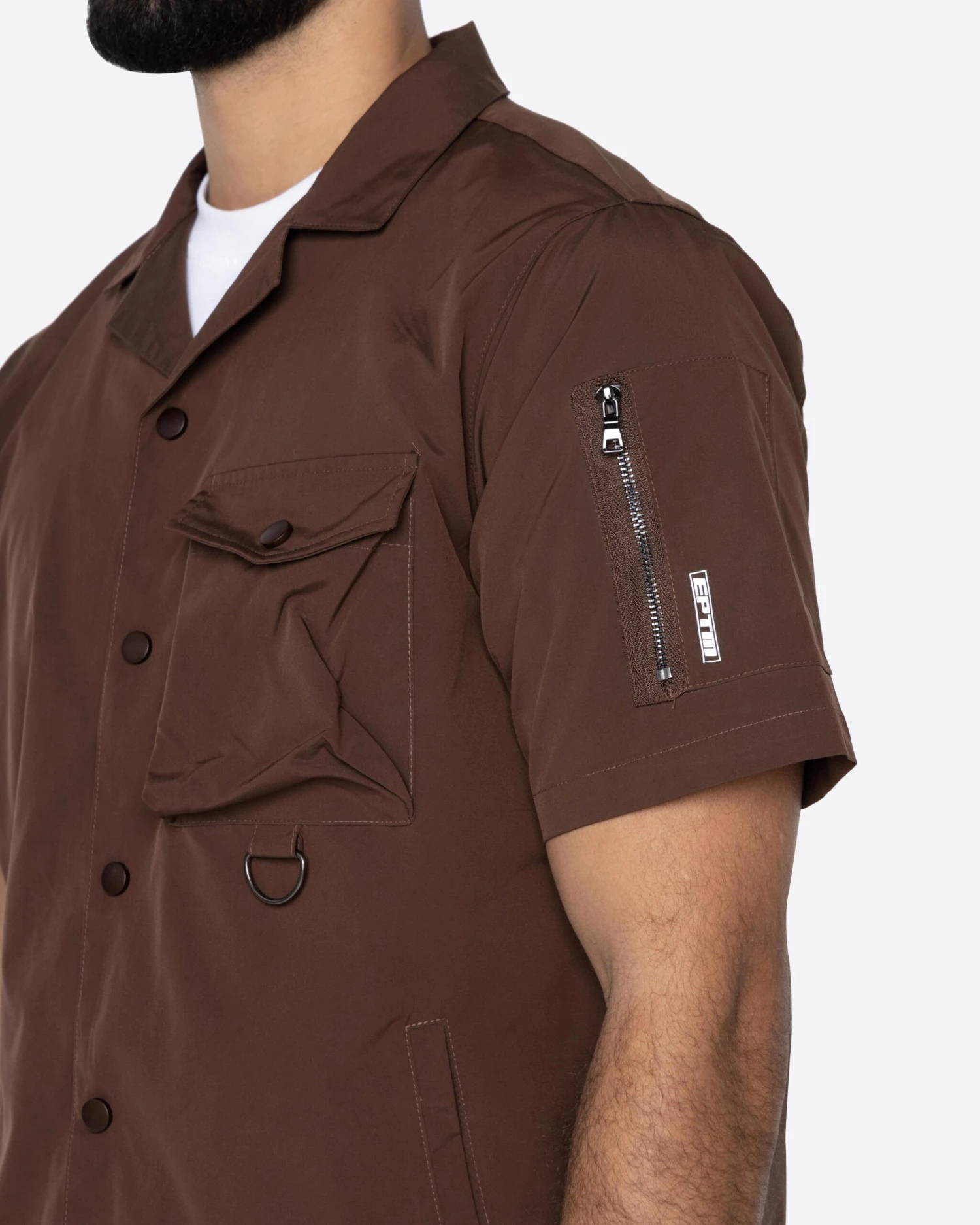 EPTM SNAP BUTTON SHIRT-BROWN 3 EPTM SNAP BUTTON SHIRT-BROWN - Image 3