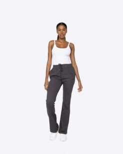 EPTM WOMEN FRENCH TERRY FLARE PANTS-CHARCOAL