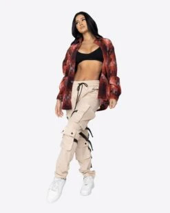 EPTM WOMEN HEAVY FLANNEL SHIRT-ORANGE -EPTM WomensEcom 040722 026