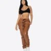 EPTM WOMEN GOPACHI SNAP CARGO PANTS-BROWN