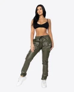 EPTM WOMEN GOPACHI SNAP CARGO PANTS-OLIVE