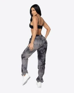 EPTM WOMEN TIE DYE HYPER TRACK PANTS-BLACK