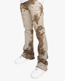 EPTM TIE DYED STACKED FLARE PANTS-KHAKI -EPTM br 3