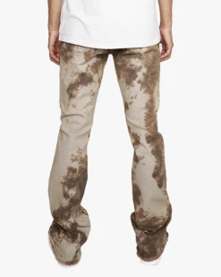 EPTM TIE DYED STACKED FLARE PANTS-KHAKI -EPTM br 5