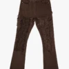 EPTM DISTRESSED CARPENTER FLARE PANTS-BROWN