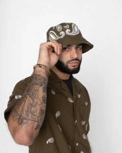 EPTM X PASCAL VINTAGE PAISLEY BUCKET HAT-OLIVE