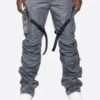 DAVE EAST STRAP STACKED FLARE PANTS - CHARCOAL