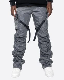 DAVE EAST STRAP STACKED FLARE PANTS - CHARCOAL