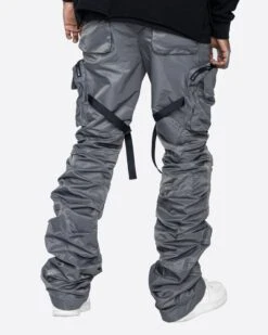 DAVE EAST STRAP STACKED FLARE PANTS - CHARCOAL -EPTM dave14