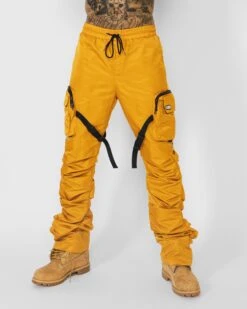 DAVE EAST STRAP STACKED FLARE PANTS - MUSTARD 6 DAVE EAST STRAP STACKED FLARE PANTS - MUSTARD -EPTM dave57 2