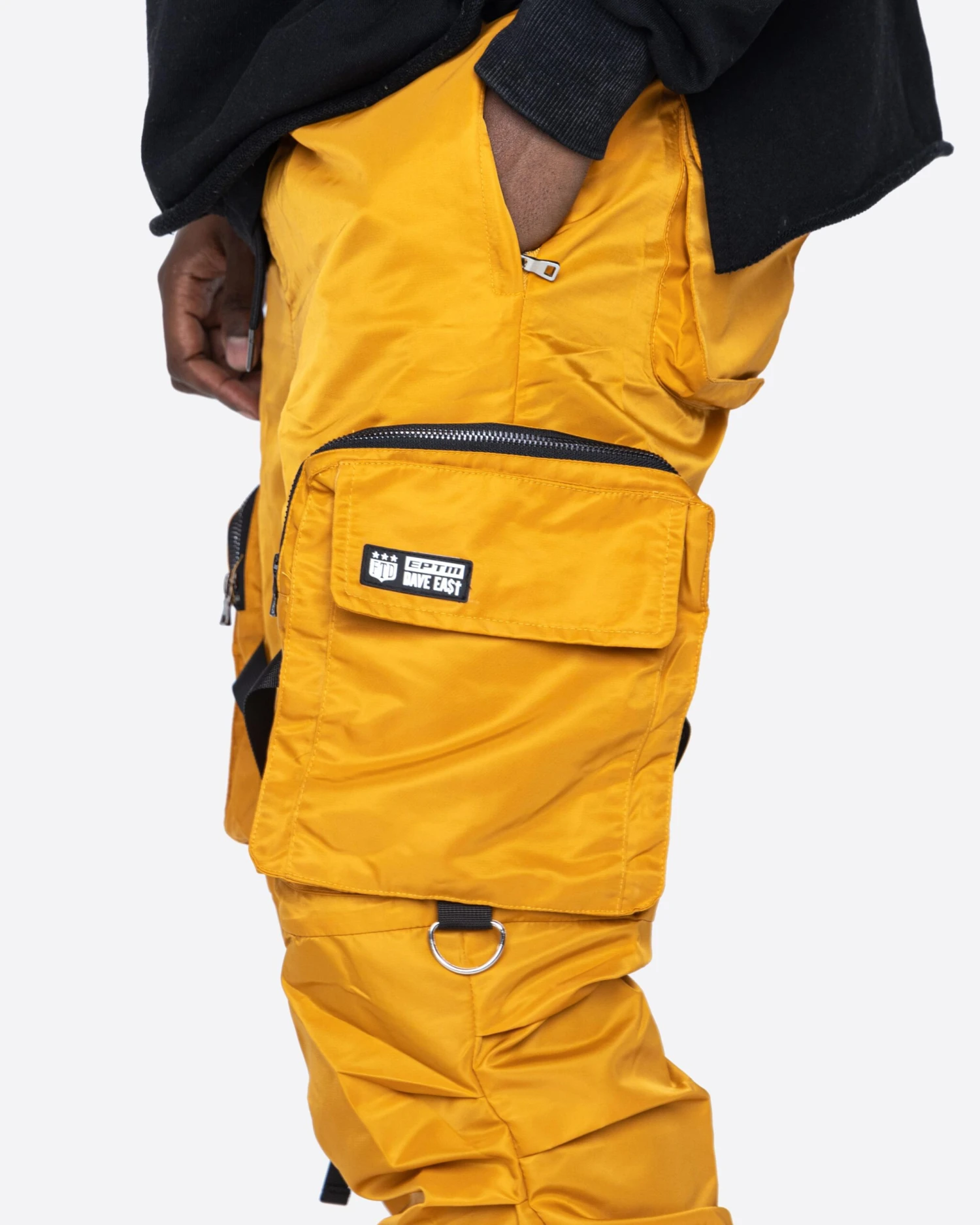 DAVE EAST STRAP STACKED FLARE PANTS - MUSTARD 4 DAVE EAST STRAP STACKED FLARE PANTS - MUSTARD - Image 4