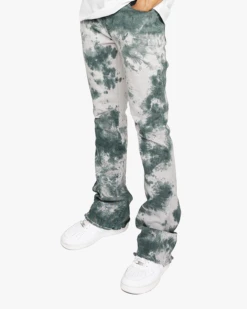 EPTM TIE DYED STACKED FLARE PANTS-GREEN -EPTM gr 3