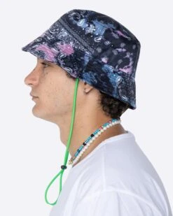 EPTM TIE DYED BANDANA BUCKET HAT-BLACK