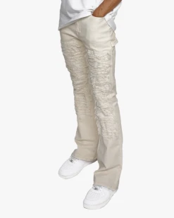 EPTM DISTRESSED CARPENTER FLARE PANTS-OFF WHITE -EPTM white 3 2